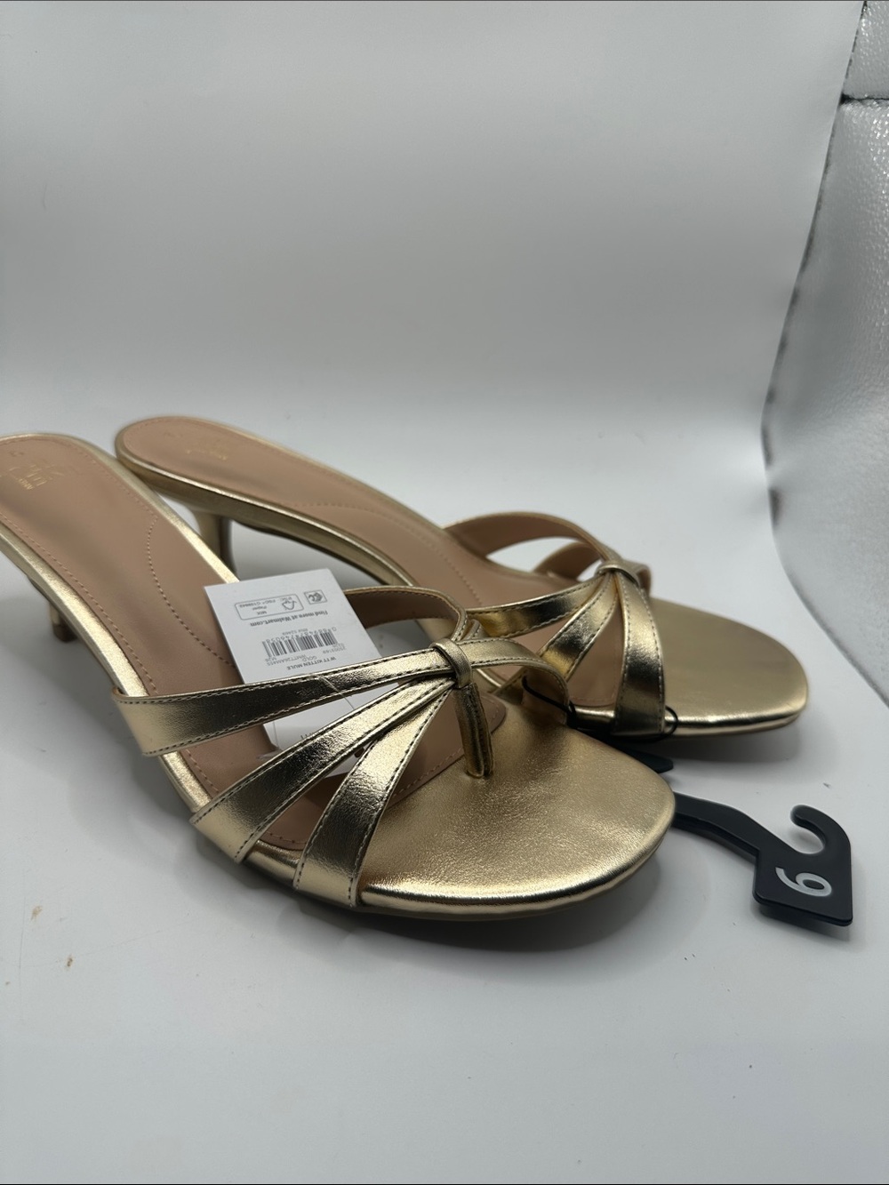 Metallic Gold Strappy Women’s Slide kitten Heels size 9 NWT